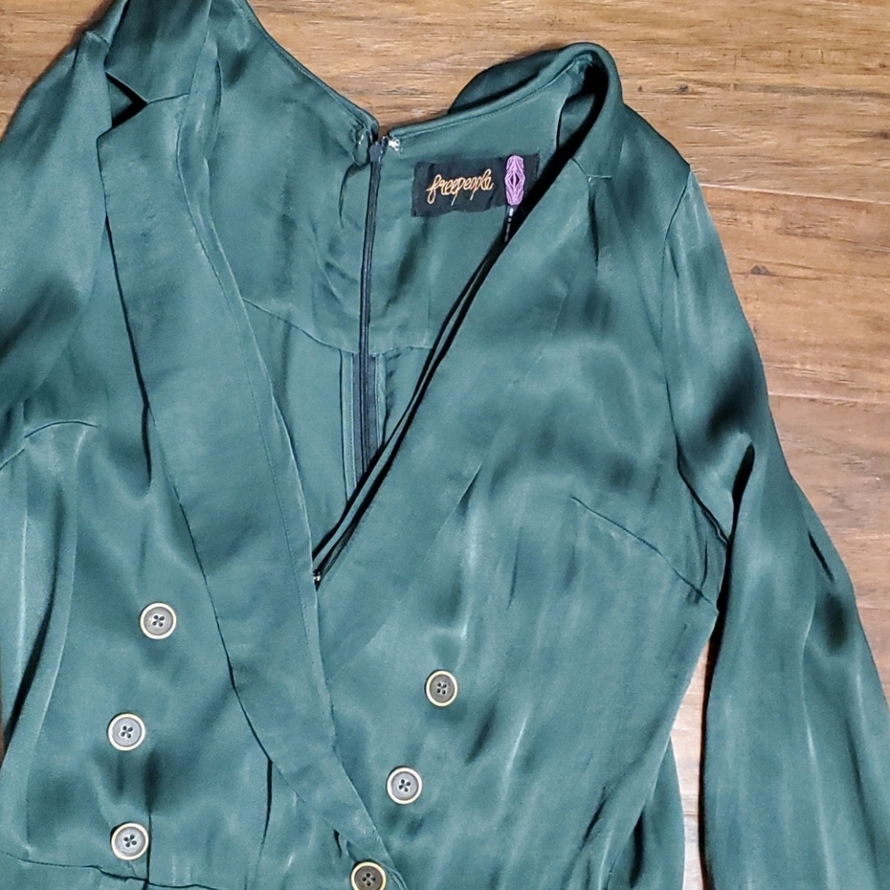 Free People BOHO I am a woman ankle green moss  jumpsuit long sleeves. XS 0 2 - Picture 8 of 15